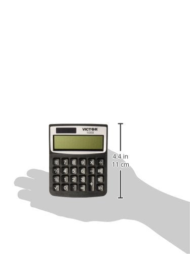 Victor 1000 8-Digit Standard Function Calculator, Battery and Solar Hybrid Powered Angled LCD Display, Great for Home and Office Desks / 10 Pack