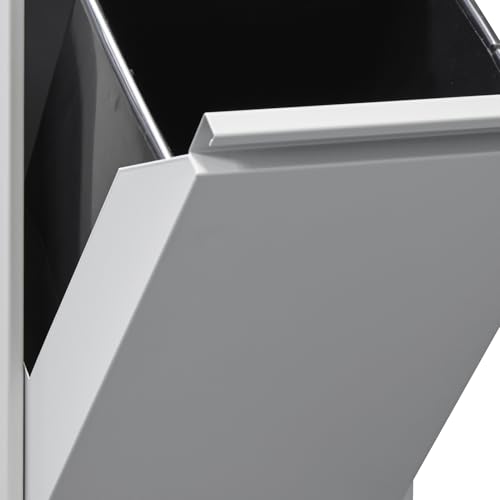 ARREGUI 2 Compartment Steel Waste Bin and Recycling, Alloy, Light Grey, 90,5 x 30,5 x 24,5 cm