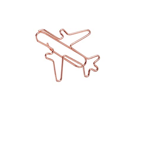 MENGKK Paper Clips 2pcs Rose Gold Airplane Metal Paperclip Bookmark Memo Clip Binder Stationery Book Note Decoration