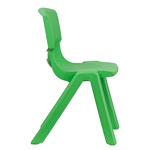BizChair 5 Pack Green Plastic Stackable School Chair with 15.5" Seat Height