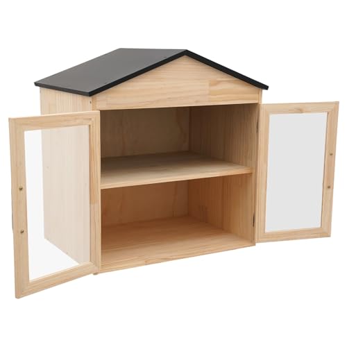 Kllkmmws Library Outdoor Book Box Storage, Waterproof Little Wood Cabinet withSturdy Hinges&Smooth Handle, Small Wooden Cabinet Little Literature Box for Neighborhoods Community School (4-Cell)