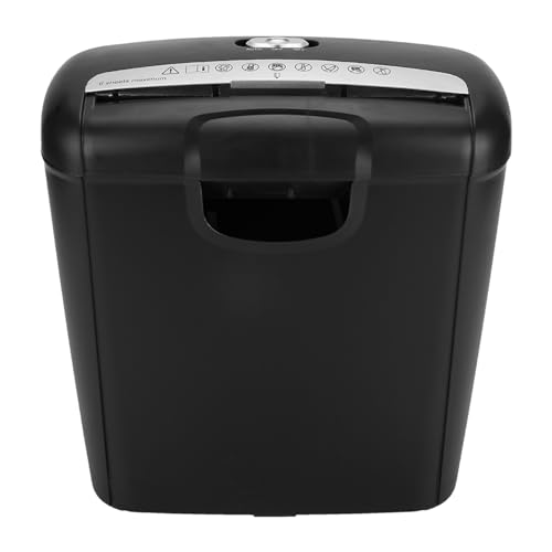6-Sheet Strip Cut Paper, Office Shredders for Home Micro-Cut Commercial Paper Machine Portable Credit Card with 2.6 Gallons/10L Wastebasket, Black