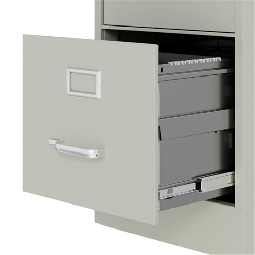 Scranton & Co 4 Drawer Metal Filing Cabinet, 22" Deep, Lockable Top Drawer, Light Gray Steel Vertical File Cabinet for Office, Fully Assembled
