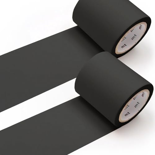 MT Washi Masking Tape - Kamoi Paper Washi Adhesive Tape - 50mm * 7m - Pack of 2 Rolls (Black)