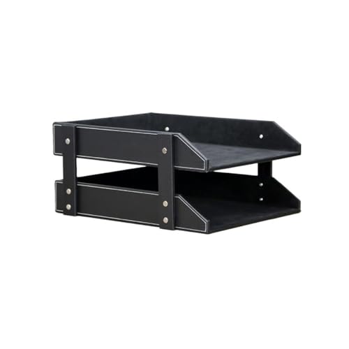 File Rack 2-Layer Stackable Tray, Used to Store documents folders Letters Desktop Organization Holder Letter Trays(Black)