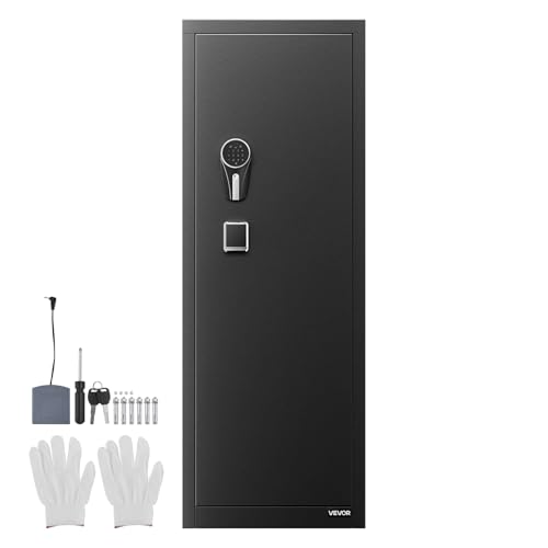 VEVOR 8-10 Gun Safe, Long Gun Cabinet for Rifles and Pistols, Quick Access Rifle Safe with 3 Pistol Pockets and Adjustable Racks, Digital Cabinet with Fingerprint and Password Lock(Assembly Required)