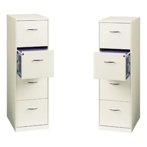 Hirsh Industries Value Pack (Set of 2) 18" Deep 4 Drawer Vertical File Cabinet in Pearl White