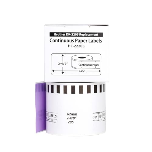 HouseLabels Compatible with Brother DK-2205, Lavender, 2-4/9" x 100'