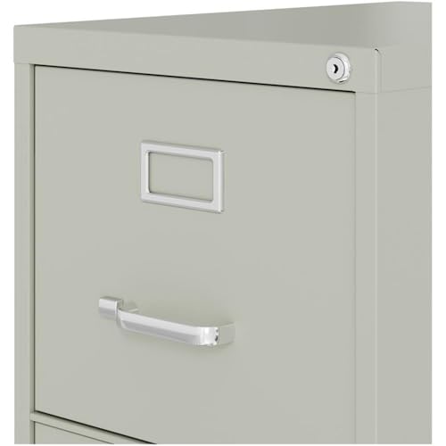 Scranton & Co 25" 4-Drawer Metal Letter Width Vertical Filing Cabinet in Gray, Lockable, Sturdy Steel Construction, Office or Home Use, Durable Letter Size File Storage