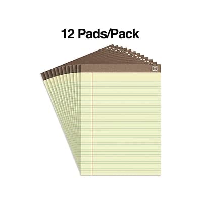 Staples Recycled Perforated Notepads, 8.5x11.75 Inch, Canary, 12-Pk