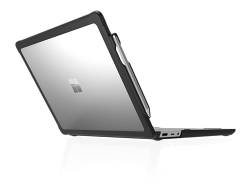 STM Dux Case for Microsoft Surface Laptop 13.5" (6th Edition) – Rugged Slim Protective Shell with Transparent Back, Non-Slip Feet, Open-Hinge Cooling, TPU Clip-On Design – Full Port Access - Black