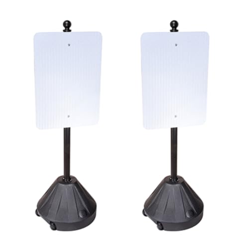 CommerceSigns 2-Pack Tip-n-Roll Portable Pole 2 Sign Holder | 18" w x 12" h Wheeled Base | Black Base | 48" h Pole