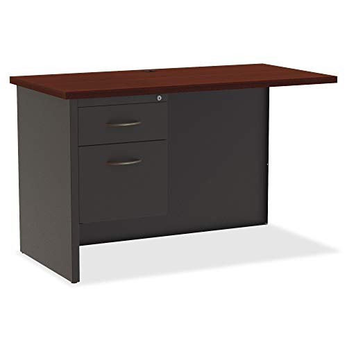 Lorell Mahogany Laminate/Charcoal Modular Desk Series