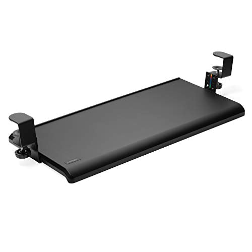 Kensington Clamp-On Keyboard Tray, Under Desk Keyboard Drawer with Cable Management, Ergonomic Smartfit Slide-out Height Adjustable Keyboard Holder, Black 13.3"x32.4"x2.4" K55407WW