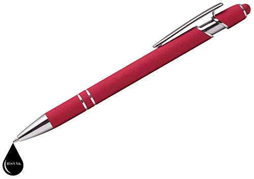 ExpressDesigns™ - Up to 1000 Pcs Custom Pens Bulk | Burst of Colors | Soft-Touch Metal Black Ink Personalized with Name or Logo (Red, 150 pcs)