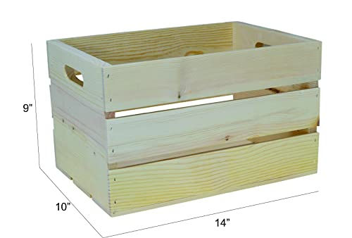 Poole & Sons Inc. Wooden Slatted Storage Crates with Hand Holes 14 x 10 x 9 Inches Inside Dimensions (Qty.6)