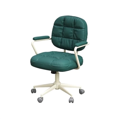 hezhuhe2258 Office Chair Office Chair PU Leather Comfortable Backrest Household Female Bedroom Lift Swivel Makeup Adjustable(Green)