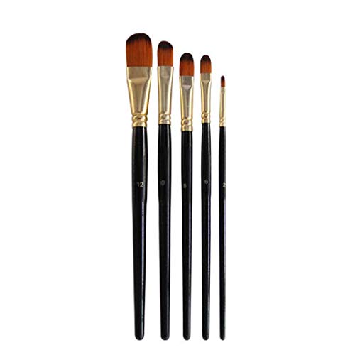 HBJWOV Artist Paint Brush Set 5Pcs Nylon Hair Wood Black Handle Watercolor Acrylic Oil Brush Painting Art Supplies(D)