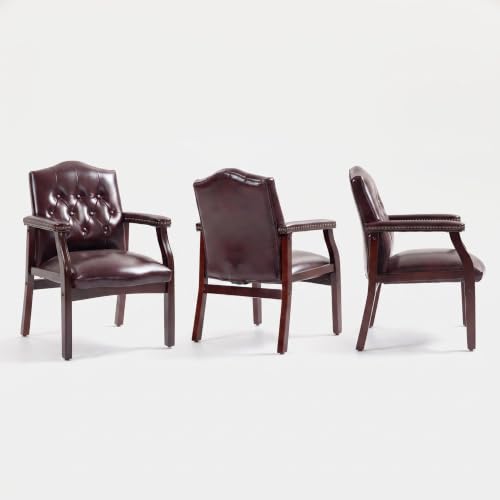 Clyrava Burgundy Office Reception Chairs, Leather Guest Chair