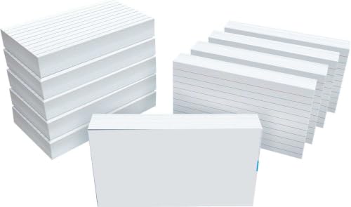 Ruled Index Cards, 3" x 5", White, 1,000 Cards, 10 Packs of 100