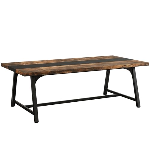 Beuiosda 70.87", Modern Rectangular Conference Table for 6-8 People, Vintage Wood Office Executive Desk with Metal Frame for Office Meeting Conference Room (Brown)