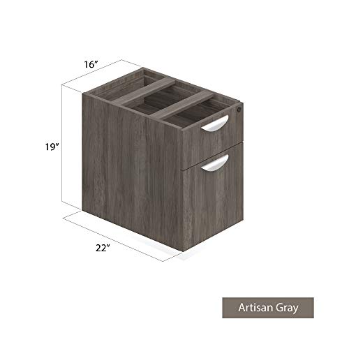 GOF Office Desk Executive Computer Workstation with Hanging Box/File Pedestal, Grommets, Durable Laminate– Modern Commercial Desk for Home Office, Work, or Study (Artisan Gray, 60" W x 30" D)