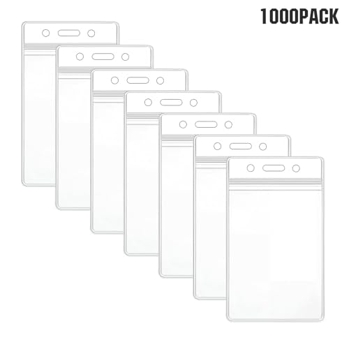 1000 Pack Extra Thick Name Badge Holder Resealable Plastic Easy Access Swipe Card Holders 2.5X 3.5in for Office Driver's Licenses & Passes