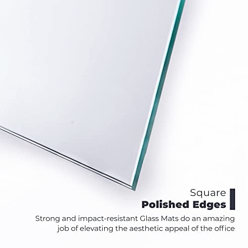 54"x54" Tempered Glass Chair Mat | 1/4" Thick Clear Glass Mat with Polished Edge | Protect Your Home or Office Floor and Carpet | Effortless Rolling and Easy to Clean by Fab Glass and Mirror