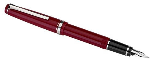 PILOT Falcon Collection Fountain Pen, Red Barrel with Rhodium Accents, Soft Broad Nib, Blue Ink (71623)