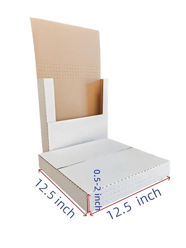 50 Pack,vinyl shipping box,12.5x12.5x2inch, Easy-Fold Shipping Box, White,