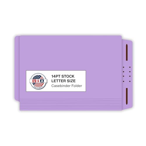 Lavender Casebinder File Folders, Doctor Stuff, End Tab, Letter Size Casebinder Style Folder with Fully Reinforced Back and 2" Embedded Fastener on Endwing, 14 pt Stock, Carton of 250