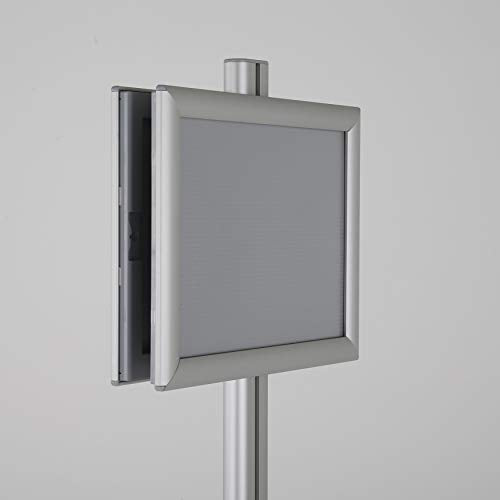 M&T Displays Free Standing Aluminum Display Stand Single Sided Document Brochure Sign Holder Front Loading Portrait Landscape Snap Frame 2x(8.5x11) inch Silver
