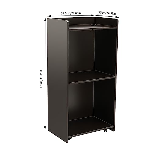 41" Podium Stand, Rolling Wood Lectern Podium with Storage Shelf Presentation Stand Church Pulpits for Church School Conference Podium Stand (Black)