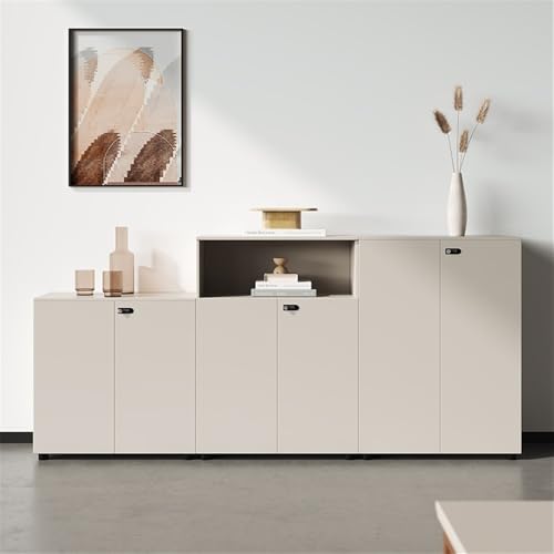 YXIANG56Q Filing Cabinet Medium White Double Door Cabinet with Partition Office File Short Cabinet with Lock Raised Legs Storage Cabinet