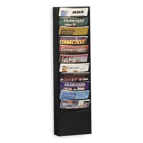 Durham 402-08 Black Cold Rolled Steel 11 Contour Pocket Vertical Literature Rack, 9-3/4" Width x 36" Height x 4-1/8" Depth
