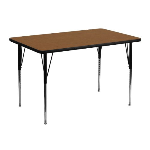 EMMA + OLIVER 30" W x 48" L HP Laminate Activity Table, Oak