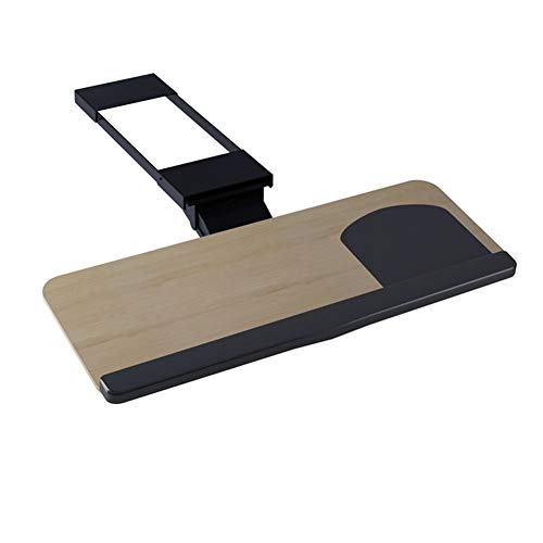ACXZ Ergonomic Adjustable Keyboard Tray, 360°Swivel/Tilt Angle Keyboard and Mouse Drawer Platform, with Wrist Pad, Desk Extension, Walnut Color (52×25cm, 65×25cm, 75×25cm)