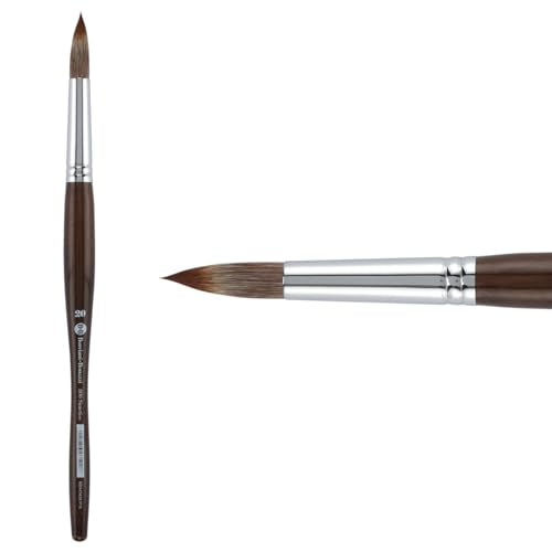 Borciani e Bonazzi Unico Synthetic Mongoose Artist Paint Brush - Series 800 Round - Size #20 - Watercolors, Oil & Acrylic Paint - Handcrafted in Italy, Anti-Roll Design, Ergonomic Medium Handle