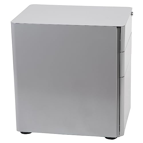 Flash Furniture Warner Modern 3-Drawer Mobile Locking Filing Cabinet with Anti-Tilt Mechanism and Hanging Drawer for Legal & Letter Files, Gray, Set of 1