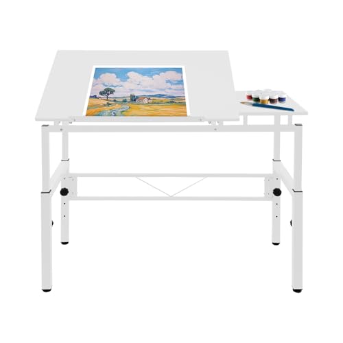 DUSNDULR Drawing Table, 0-30° Tiltable Tabletop Drawing Desk Artist Craft Table with 30.31-39.37in Height Adjustable for Home Office