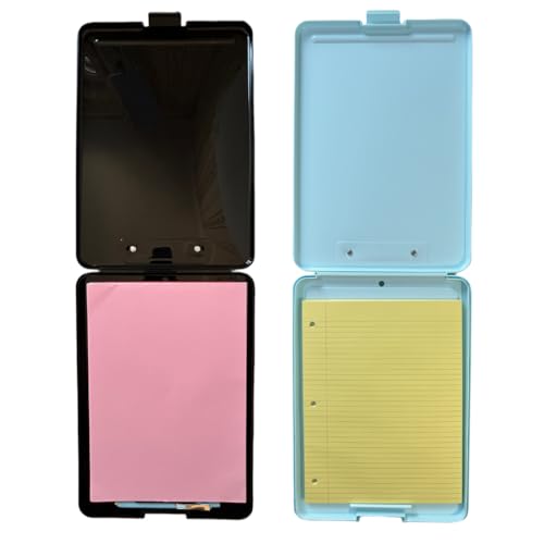 Channie’s Large Storage Black & Blue Clipboard 2 PK – 13.4” x 9.5” Organizers with Spacious Storage Compartment, Durable Writing Surface & Portable Design