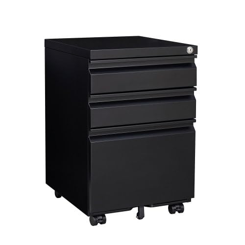 3 Drawer Mobile File Cabinet with Lock, Under Desk Metal Filing Cabinets