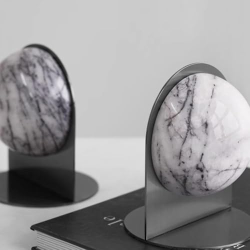 Book Organizer Marbled Bookends Desk Top Decorations for Home Library Office