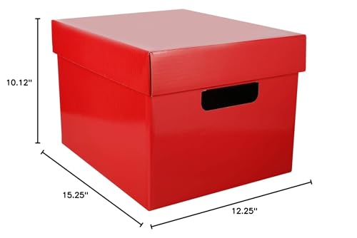 Thick Cardboard Tote and Store Box lightweight Storage organizer Bin with lid for Office or Classroom file box ballot and suggestion Box 15.25"L x 12.25"W x 10.15"H Assorted Colors (Pack of 6)