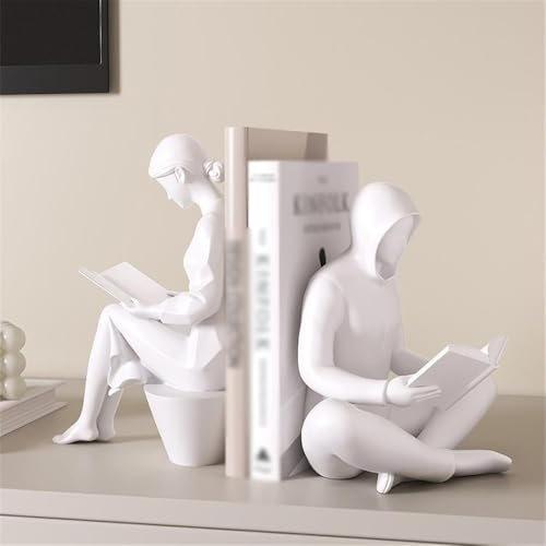 Book Organizer Book Ends, Minimalist Bookends Couple Ornament for Home, Office, Library