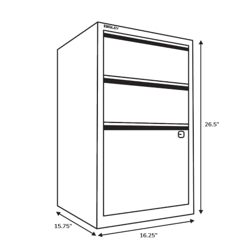 3-Drawer Flush Front Vertical File Cabinet - Orange, by Bisley