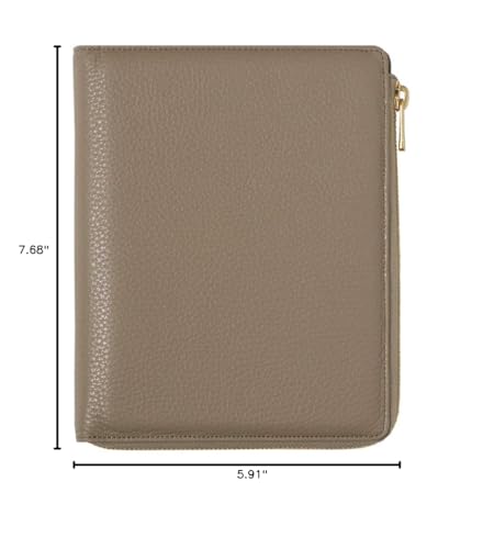 Quovadis Personal Organizer Cover, Bible Size, L Zip, 0.6 inch (16 mm) Diameter, Timer 17, Dusty Pastel, Taupe, Italian Leather, QUOVADIS DUSTY PASTEL Timer17 qv936lzdptp