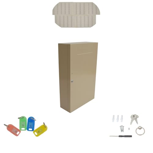BEILOCKERY Key Cabinet 240 Position, Beige Key Storage Box with Colorful Key Tags and Lockable Door, Wall Mount Key Organizer for Home Office Garage