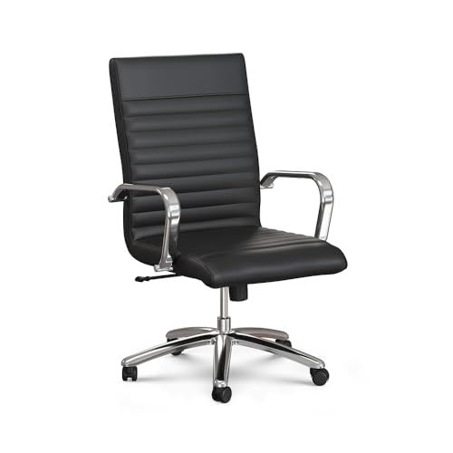 NBF Chair Ergonomic Mid-Back Faux Leather Desk Seating with Memory, Brown