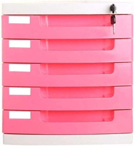 ZGLINMZ Filing Cabinet 5 Drawer Data Office Organizer File Cabinet Lock - Multicolor 29.5X39.4X32.5cm Home Office Bookcase (Size : Pink)